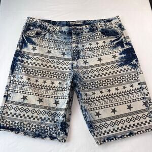 GS-115 Denim jean shorts men’s Size 46 star Print AOP